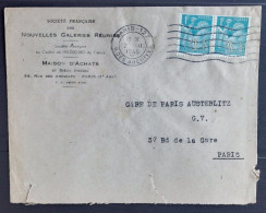 France 1945 N°650 En Paire Ob Sur Lettre  Perforé NG  TB - 1939-44 Iris