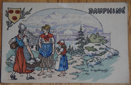 Dauphiné - Femme Et Petite Fille En Costumes Traditionnels - Ill. Kauffmann - Folklore - Blason - Armoiries - (n°26953) - Rhône-Alpes