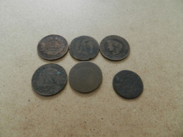 Lot  De  6  Monnaies  Bronze  Usure - Lots & Kiloware - Coins