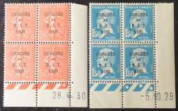 R1118(2)/428 - 1929 Et 1930 - TYPE SEMEUSE Et PASTEUR - CONGRES DU B.I.T. - N°264 Et 265 BLOCS NEUFS** CdF Avec CD - ....-1929