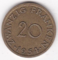 Sarre, Protectorat Français , 20 Franken 1954, Bronze-aluminium, KM# 2 - 20 Franken