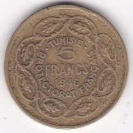 Protectorat Français. 5 Francs 1946 - AH 1365. Bronze -Aluminium, Lec# 312 - Tunesië