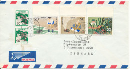 Japan Air Mail Cover Sent To Denmark Sapporo 7-3-1975 Topic Stamps - Posta Aerea