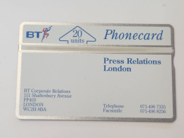 United Kingdom-(BTI020)-PRESS RELATIONS 1-(24)-(20units)(112B14012)(tirage-4.729)price Cataloge-6.00£-mint) - BT Interne