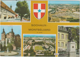 Doubs : SOCHAUX - MONTBELIARD :  Vues Place, Château, Stade,usines Peugeots,monument , 1995 - Sochaux