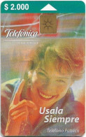 Chile - Telefónica - Teléfono Público (Reverse ANFP), Gem1B Not Symm. White/Gold, 10.1999, 2.000Cp$, Used - Chili