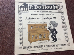 483 DOCUMMENT COMMERCIAL  Pianos  P.De HEUG  Charleroi  BELGIQUE - Petits Métiers