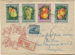 HONGRIE - LETTRE RECOMMANDEE AFFRANCHIE N° 1009-1126-1130-1132-1134-1137- ANNEE 1954 - Storia Postale