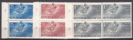 Indonesia 1958 Sport, Cycling - Tour De Java Mi#229-231 Mint Never Hinged Blocks Of Four - Indonesia