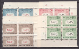 Indonesia 1959 Mi#249-252 Mint Never Hinged Blocks Of Four - Indonesien