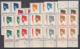 Indonesia 1964 President Sukarno Mi#425-434 Mint Never Hinged Blocks Of 4 - Indonesien