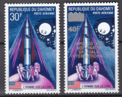 Dahomey 1970 Space Rocket Without And With Overprint Apollo Mi#407 And 417 Mint Never Hinged - Benin - Dahomey (1960-...)