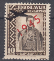 Yugoslavia Kingdom, King In Exile, London Issue 1943 With Plane Overprint Key Stamp From Set, Mint Never Hinged - Ungebraucht