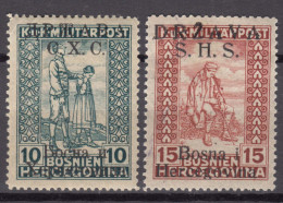 Yugoslavia Kingdom SHS, Issues For Bosnia 1918 Mi#19 II And 20 I Mint Hinged - Ongebruikt