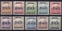 Yugoslavia Kingdom SHS, Issues For Croatia 1918 Mi#66-75 Mint Hinged - Neufs