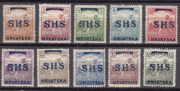 Yugoslavia Kingdom SHS, Issues For Croatia 1918 Mi#66-75 Mint Hinged - Ungebraucht