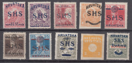Yugoslavia Kingdom SHS, Issues For Croatia Stamps Selection, Mint Hinged - Nuevos