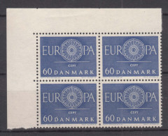 Denmark 1960 Europa Mi#386 Mint Never Hinged Piece Of 4 - Nuevos