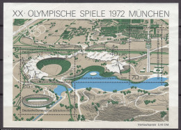 Germany 1972 Olympic Games Mi#Block 7 Mint Never Hinged - Unused Stamps