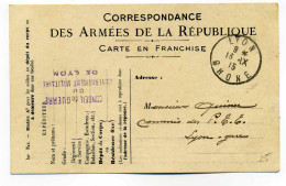 Carte Franchise WW1 / CONSEIL DE GUERRE DU GOUVERNEMENT MILITAIRE DE LYON / 1915 - Guerra De 1914-18