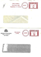 SAN MARINO - 1971 E 1975 2 Buste UFFICIO FILATELICO Ema Affrancatura Meccanica Rossa Red Meter A Stampa - 10652 - Covers & Documents