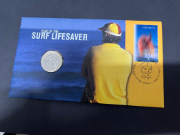 24-7-2023 (3 S 19)  Surf Life Savers PNC - 20 Cents Surf Lifesavers Coin On PNC Cover With $ 2.75 3-D Stamp (rare) - 20 Cents