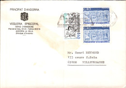 ANDORRE AFFRANCHISSEMENT COMPOSE SUR LETTRE  POUR LA FRANCE 1988 - Cartas & Documentos