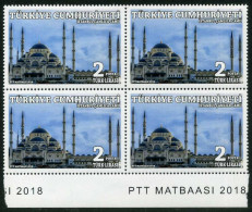 Türkiye 2018 Mi 4438 MNH Çamlica Mosque, Istanbul | Religion, Mosques, Buildings [Block Of 4] - Mosquées & Synagogues