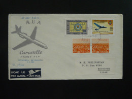 Lettre Premier Vol First Flight Cover Istanbul --> Beyrouth Liban Lebanon Caravelle AUA Austrian Airlines 1965 (ex 3) - Covers & Documents