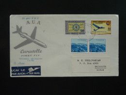 Lettre Premier Vol First Flight Cover Istanbul --> Beyrouth Liban Lebanon Caravelle AUA Austrian Airlines 1965 (ex 4) - Covers & Documents