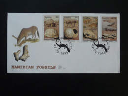 FDC Animaux Fossilisés Fossils Tortue Autruche Crocodile Turtle Ostrich Namibia 1995 - Fossili