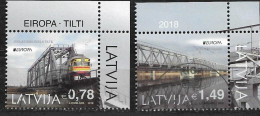 2018 Lettland Latvija  Mi. 1043-4  Used    Europa: Brücken - 2018