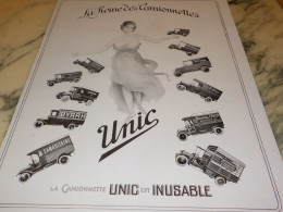 ANCIENNE PUBLICITE LA REINE DES CAMIONNETTES UNIC    1923 - Camion