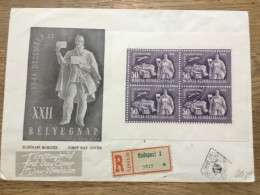 Ungarn 1949 Kleinbogen FDC Nach Zürich Fächer - Briefe U. Dokumente