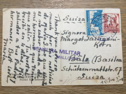 Spanien Bürgerkrieg Zensur In Die Schweiz Mallorca - Cartas & Documentos