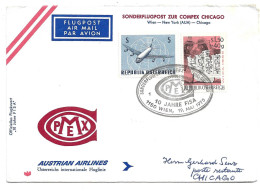 2244p: Österreich 1970, AUA- Sonderflugpost Zur Compex Chicago Am 19.5.1970 - Eerste Vluchten