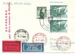 2244o: Österreich 1960, Frankatur Weltflüchtlingsjahr, Express- Flugpost Sizilien - Refugees