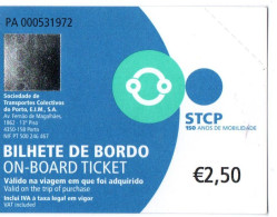 BILLET TICKET TITRE TRANSPORT STCP PORTO PORTUGAL - Europe