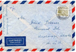 68541 - Berlin - 1954 - 50Pfg Bauten I EF A LpBf BERLIN -> Anchorage, AK (USA) - Storia Postale