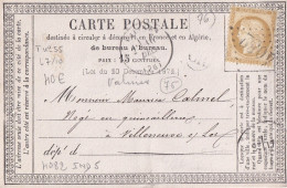 France N°55 Sur Carte Postale Précurseur - 1871-1875 Cérès