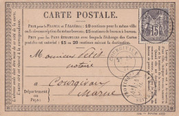 France N°77 Sur Carte Postale Précurseur - 1876-1898 Sage (Type II)