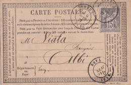 France N°77 Sur Carte Postale Précurseur - 1876-1898 Sage (Type II)