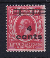 East Africa & Uganda Protectorates: 1919   KGV - Surcharge    SG64   4c On 6c   MH - East Africa & Uganda Protectorates