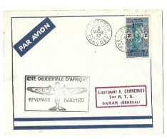 !!! DAHOMEY, LETTRE DU 2 MARS 1937, 1ER VOYAGE AÉROMARITIME POUR DAKAR, SÉNÉGAL - Lettres & Documents