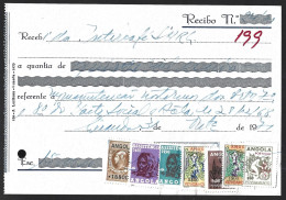 Recibo De 15.000 Escudos Selado Com Stamps De Assistência E Povoamento De Angola De 1971. Construcafé. Receipt For 15,0 - Storia Postale