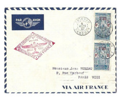 !!! AOF, 1ER VOYAGE AÉROMARITIME COTE OCCIDENTALE AFRIQUE-FRANCE DE MARS 1937, DE COTONOU POUR PARIS VIA AIR FRANCE - Cartas & Documentos