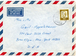 68545 - Bund - 1967 - 90Pfg Oppenheimer EF A LpBf PFEDDERSHEIM -> Brooklyn, NY (USA) - Lettres & Documents