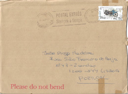 Spain Cover To Portugal With Motorbike ATM Label - Cartas & Documentos