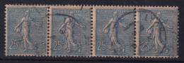 FRANCE 1903 - Canceled - YT 132 - Strip Of 4! - 1903-60 Säerin, Untergrund Schraffiert