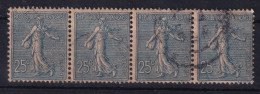 FRANCE 1903 - Canceled - YT 132 - Strip Of 4! - 1903-60 Semeuse Lignée